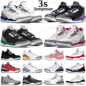 Jumpman 3 3s Chaussures de basket-ball Medellin Sunset White Ciment Fire Red Lucky Pine Green Racer bleu Dark Wizards Un laser Laser Women Mens Trainers Sneaker avec boîte