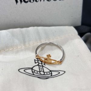 Diseñador Viviane Vivienen Westwoods joyería planeta occidental emperatriz viuda versión alta Punk anillo volteado Unisex pareja Ring0120