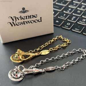 Designer Viviane Westwood Empress Dowager Saturn Small 6 mm Transparent Bread Bracelet Womens Classic 3D Planet Ufo Handpiece High Edition