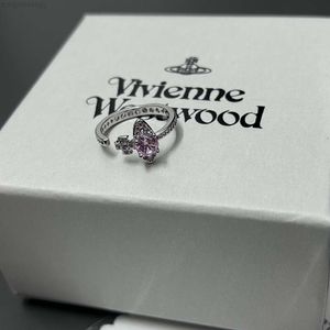 Designer Viviane Westwood Western Empress Dowager Dowager Pink Diamond Little Saturne Open Ring Luxury Luxury Simple Planet Colored Diamond Ring High Edition
