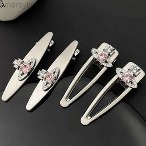 Designer Vivianes Westwood Luxury Hair Clip Clipper West Empress Dowager Planet Metal Hair Clip Female Instagram Side Bangs Front Edge Duck Beak