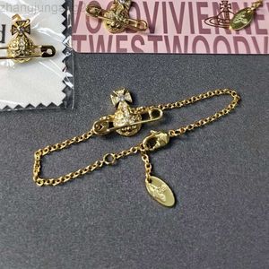 Créateur Viviene Westwoods Nouveau Viviennewestwood Nouvelle Western Empress Dowager Pin Plein Diamant Saturne Bracelet Personnalisé Mode Diamant Incrusté Planète Papier Cl