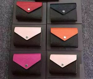 Monedola de cuero de cuero de diseñadora Monedina corta billetera Polso de cartera policromática