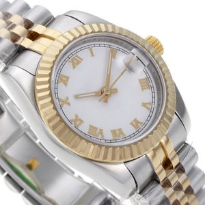 Regarder designer Womens Two Tone Watch Luxury Watch with Box Lady Luxury Watch Automatic Watchs Roman Markers White Dial Luxury Brand Watch Gold Woman Watch 30,5 mm