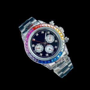 Relojes de diseño para hombres de negocios Tamaño del arco iris 41 mm Correa de caucho de acero inoxidable Reloj de lujo Charm Orologio Uomo Hebilla plegable Moissanite Reloj de moda sb077 C4