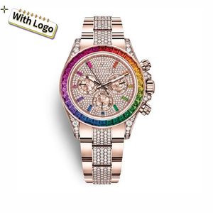 Diseñador Mira el juego de alta calidad con 36 piedras preciosas Diamantes Diamantes de colores brillantes y brillantes Rainbow Women's Watch Brand Original