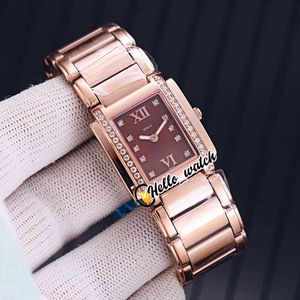 Relojes de diseñador TWENTY ~ 4 4910/11R-010 Mark Brown Dial Reloj de cuarzo suizo para mujer Diamante Bisel Oro rosa Pulsera de acero Lday descuento