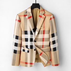 Designer Western Wear Blazers Men's Designer Fall Luxury Coat Slim Fit Plaid Plaid Geometric Patchwork manteau de robe pour hommes M-3XL