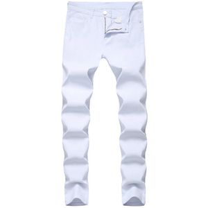 Designer Mode Jeans Blanc Marque Élastique Hommes Denim Pantalon Casual Slim Fit Stretch Skinny Pantalon