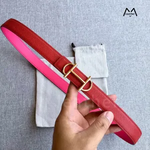 Diseñador Mujer Cinturón Marca Classic Fashion Designer Genuine Leather Red Belt 2.4cm Cinturón de hebilla de plata de oro Fashion Binte informal al por mayor