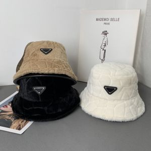 Designer femmes seau chapeaux trois couleurs homme automne et hiver solide treillis chapeau en peluche large bord chapeaux luxe