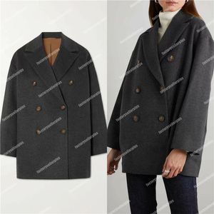 Manteaux de créateurs pour femmes Brunello, costume en laine et cachemire, vestes grises, printemps et été