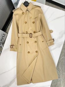 Designer Women Fashion Paris Middle Long Trench Coat High Quality Brand Design Double Breasted Coat Cotton Tissu Taille S-2xl