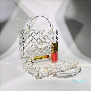 Diseñador- Bolso de mujer Bolso Diamante Lattice Acrílicos Bolsos Bolsos Crystal Clear Acrílico Clutch Crossbody Designer Bucket Monedero