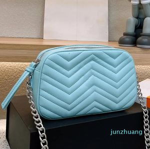 Diseñador Mujer Marmont Acolchado Cámara Bandolera Italia Marca de lujo 2G Acolchado de cuero Pequeño 55 Bolso Lady Cross Body Correa Tronco Cadena Bolsas 11 colores