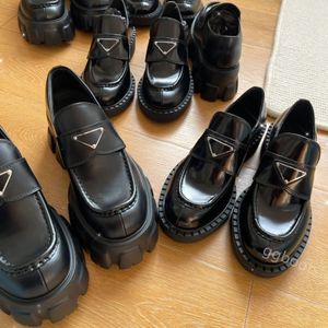 Monolith mocasines de diseñador negros de cuero cepillado para mujer mocasines con cordones zapatos sin cordones para mujer Oxford de goma gruesa de lujo con suela mate plataforma para fiesta zapato de boda 42