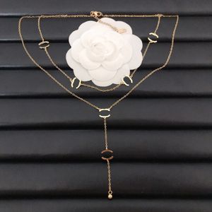 Diseñador Mujer Collares Colgante Gargantilla Titanio Acero 18k Chapado en oro Cadena de dos pisos Joyería Chica Los mejores regalos de boda para fiestas Cadenas de cadena de oro