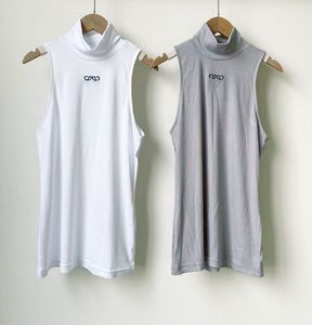 Tanques de mujer de diseñador Cuello alto Anagrama bordado Mezcla de algodón Camisetas sin mangas Pantalones cortos Recortado Vintage Fiess Chaleco Yoga Tees Camiseta Sólido Elástico Femme Traje Sexo