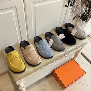 Zapatillas de mujer de diseñador Go Mules Sandalias planas de goma Mula de gamuza de fondo grueso Zuecos clásicos de Boston Sandalias de cuero con punta envuelta Chanclas de playa de verano