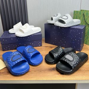 Designer Femmes Slippers Mules Summer Sides Platform Sandals Girls Blanc Black Blue Beach Rubber Rubber Outfre Shepper Taille 35-46