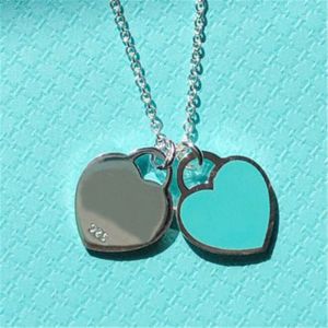 Diseñador Collar de colgante de corazón para mujeres Collar de plata de plata collar de amor doble corazón de lujo de lujo collar de mujeres de alta calidad