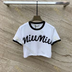 Designer Femmes Lettre T-shirt Spring Summer Manches courtes Lâche Casual Sequin Crop Top T-shirt