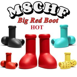 MSCHF Astro Boy Big Big Red Black Boots Rain Boots Diseñador Men Mujeres Boot Eve Representantes de goma sobre la rodilla Artando Zapatos de dibujos animados