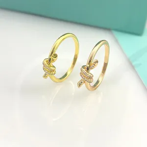 Designer Womens Rope Knot Ring Luxury Ring Zirconia Fashion Ring Classic Jewelry 18K Gold Plated Rose Wedding Wholesale