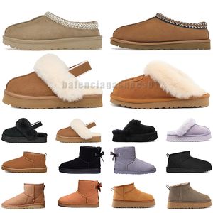 Designer Womens Slippers Tazz Chestnut Fur Slides Dheepskin Shearling Slipper Tasman Ultra Uggskid Mini Boot Femmes Snow Wool Blend Winter Australie Botties