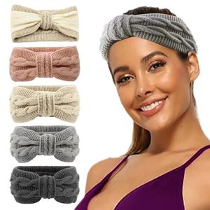 Designer Bois Tricot Bandeau Élastique Solide Couleur Tête Wrap Tricoté Turban Doux Chapeaux Filles Bande De Cheveux Accessoires De Cheveux