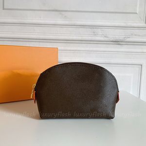 Diseñadores Bolsas de cosméticos Mujeres Embrague Moda 2023 Bolsos Bolsos Caja de lona recubierta Luxurys Cremallera Cajas de bolígrafos Brown Ladies Monederos al por mayor