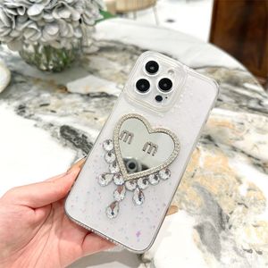 Designers IPhone Case pour 14 Pro Max Fashion Heart Mirror 12 11 Cas de téléphone Transparent Femmes Iphone13promax Cas Couverture de protection