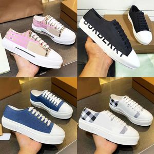 Diseñadores para mujer zapatos casuales Imprimir cheque algodón hombres zapatillas de deporte vintage con cordones clásico enrejado negro blanco zapatos al aire libre con caja NO288