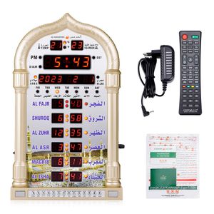 Bureau Table Horloges 12V Azan Mosquée Horloge De Prière Islamique Mosquée Azan Calendrier Prière Musulmane Horloge Murale Alarme Ramadan Décor À La Maison Télécommande 230523