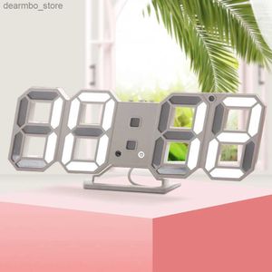 Horloges de table de bureau Réveil numérique 3D LED horloge de bureau électronique haute température adaptée à la maison salon décoration murale horloge 24327