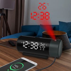 Horloges de table de bureau Réveil numérique LED Projecteur électronique Montre Projection de l'heure Chambre de chevet Rotation automatique du rétroéclairage 231124