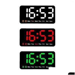 Horloges de table de bureau Horloge numérique Commande vocale Bureau Luminosité réglable Alarme LED pour chambre à coucher à côté du bureau Adt Festival Drop Dhmix
