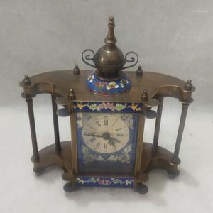 Horloges de table de bureau hautes 8 pouces / 20 cm grandes décorations collection maison vieux style antique chinois 100% horloge mécanique en cuivre / horloge rétro1