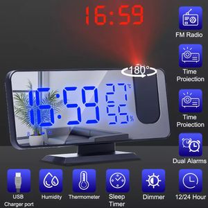 Desk Table Clocks LED Digital Projection Alarm Electronic with FM Radio Time Projector Bedroom Bedside Mute 221031