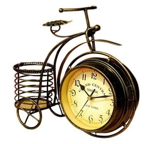 Horloges de table de bureau Rétro vintage double face en métal bronze horloge de vélo aspect antique horloge de vélo sans tic-tac table de bureau bibliothèque étagère horloge 231123