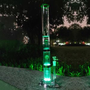 Tru Desmontable Big Hookahs Original LTQ Bolsa de vapor Aurora Glass Bong Tuberías de agua con 3 piezas Percolador LED Base de metal