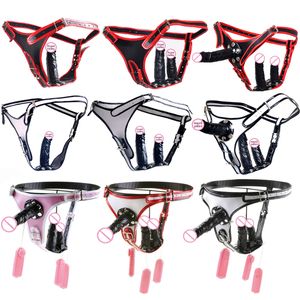 Gode détachable culotte vibrante Strapon harnais sangle sur pénis pantalon femme ceinture de chasteté SM Anal/vagin Plug lesbiennes sexy jouets