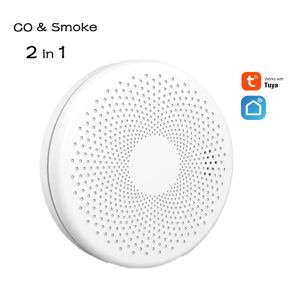 Détecteur 2 en 1 combo de fumée de monoxyde de carbone Détecteur Batterie Fonctionnée CO Alarm WiFi Tuya Alerte de l'application avec son 85 dB et avertissement de lumière LED