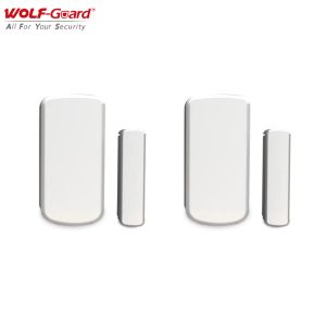 Détecteur 2pcs Wolfguard Wireless Contact Door Window Aimant Capteur Détecteur Accessoires pour le système de sécurité d'alarme domestique Blanc 433MHz