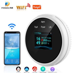 Détecteur Smart Gas Fuite Detecteur Tuya WiFi Capteur d'alarme de gaz naturel intelligent LED Digital Gas Smoke Alarm fonctionne avec SmartLife