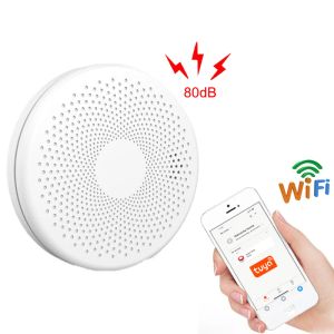 Détecteur Tuya Smart Smoke Fire Protection Co Warner Carbon Monoxyde Detector Sensor Alarm avec 85 dB Indicateur LED coloré de sirène intégré