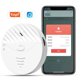 Détecteur Tuya WiFi Door Window Alarm fonctionne avec Smart Life Vibration Capteurs Alarme 130db Sound Sound Remote Control Security Protection