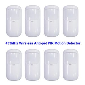 Detector White White Wireless 433MHz Infrarrojo Detector PIR PIR Sensor de alarma de movimiento Smart Antipet for Home Security Host Accesorios EV1527 Código