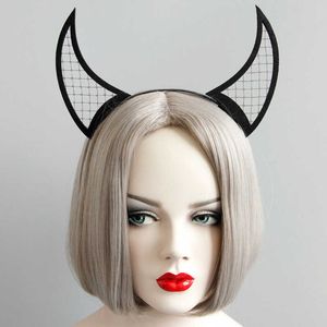 Diab con la cabeza de diablo de Halloween Bar Dance Women Black Neted Horn Bands Personalidad Fascinador Sombreros suministrados