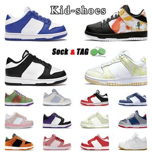 Dhgate 2023 Hot Kids Panda Raygum Tie-Bye Men Femmes Outdoor Chaussures de course Kids Designer Lime Ice Strange Love University Red White Kentucky Boys and Girls Trainers